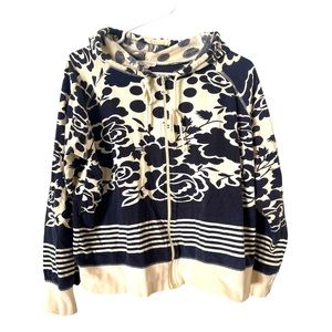 Chemistry New York Full Zip Hoodie Sweatshirt with Navy Cream‎ Pattern XL